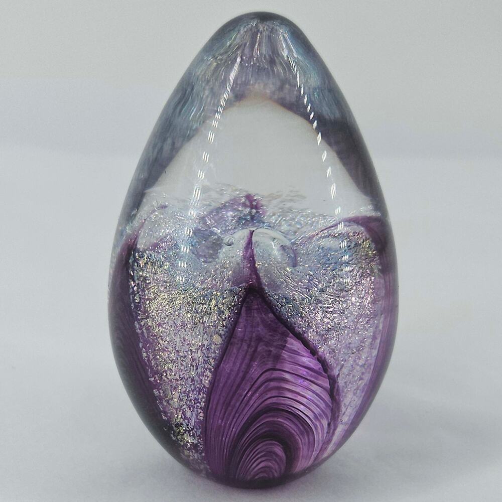 Glass Eye Studio GES 95 Paperweight pulled feather dichroic flower